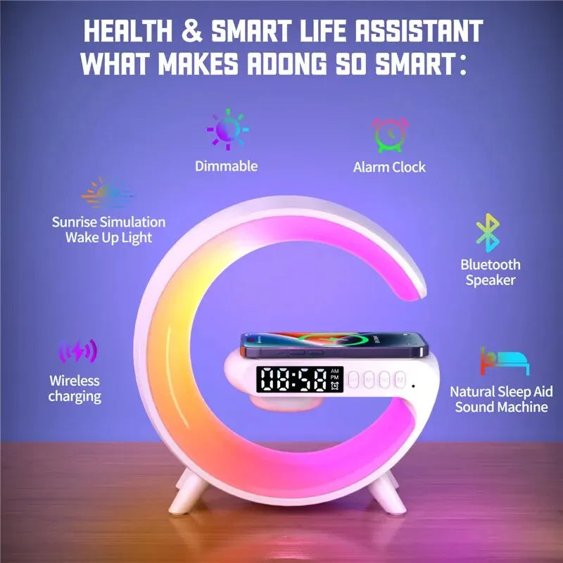 Multifunction Wireless Fast Charging Stand Speaker RGB Night Light Station