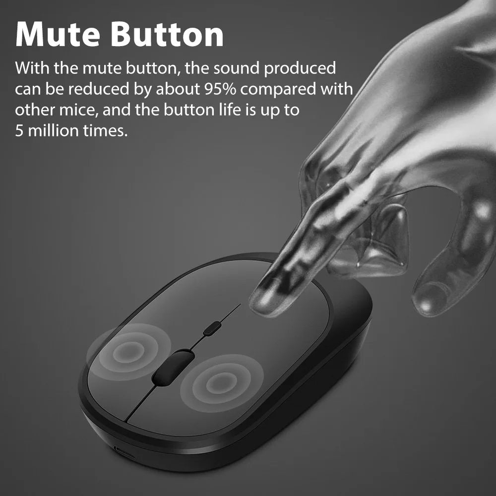 Sleek Wireless Mouse (Windows, Mac, iPad, etc. Rechargeable, Bluetooth-compatible 2.4G, DPI Control)
