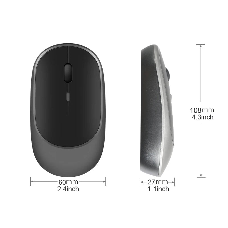Sleek Wireless Mouse (Windows, Mac, iPad, etc. Rechargeable, Bluetooth-compatible 2.4G, DPI Control)