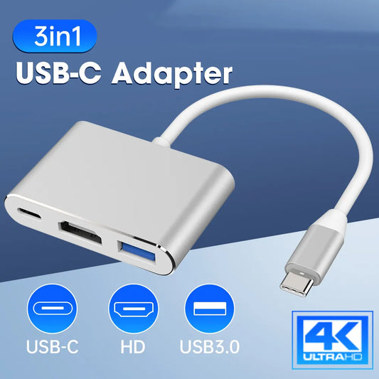 3 in 1 Adapter - [USB-C to HDMI/USB-C/USB-A Adapter]