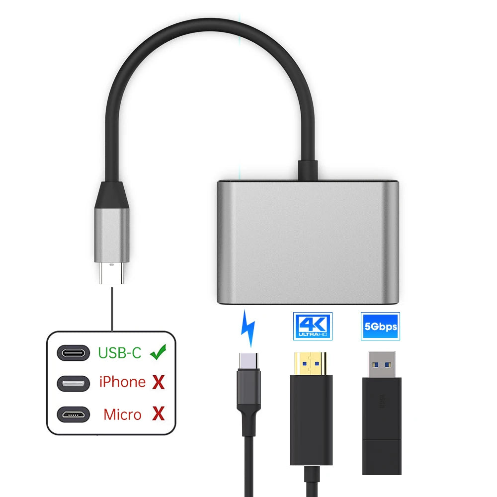 3 in 1 Adapter - [USB-C to HDMI/USB-C/USB-A Adapter]