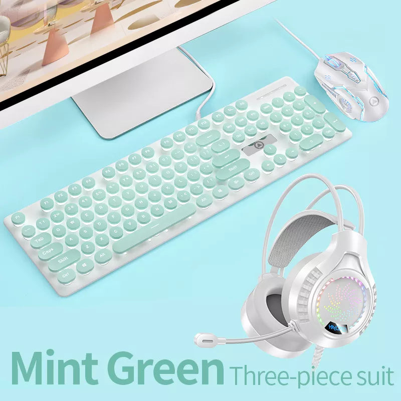 Elegant Keyboard Mouse Headset Mint Green