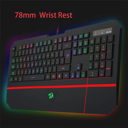 RedDragon 104 Key RGB Silent Gaming Keyboard With Wrist Wrest