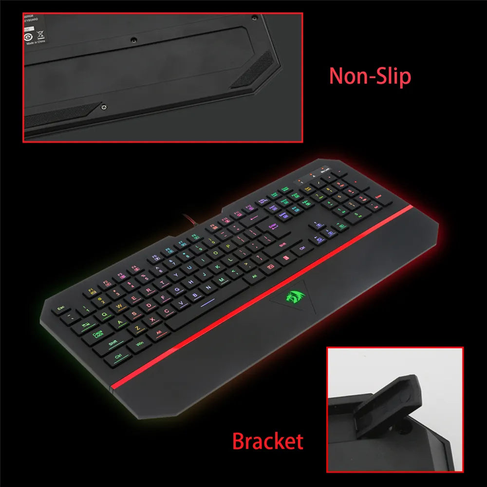 RedDragon 104 Key RGB Silent Gaming Keyboard With Wrist Wrest