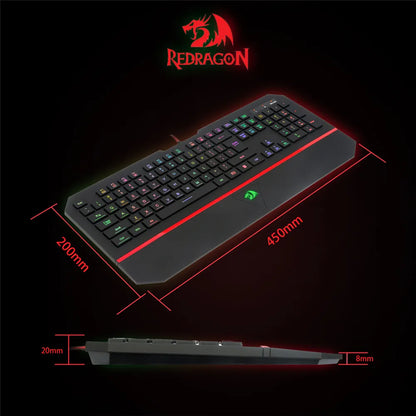 RedDragon 104 Key RGB Silent Gaming Keyboard With Wrist Wrest