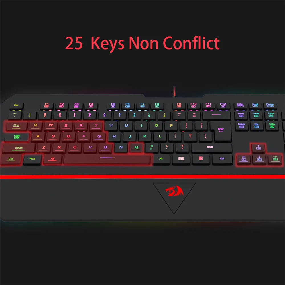 RedDragon 104 Key RGB Silent Gaming Keyboard With Wrist Wrest