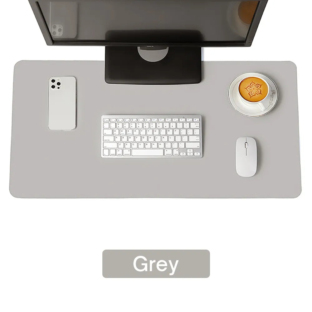 Grey Leather Desk Protector 