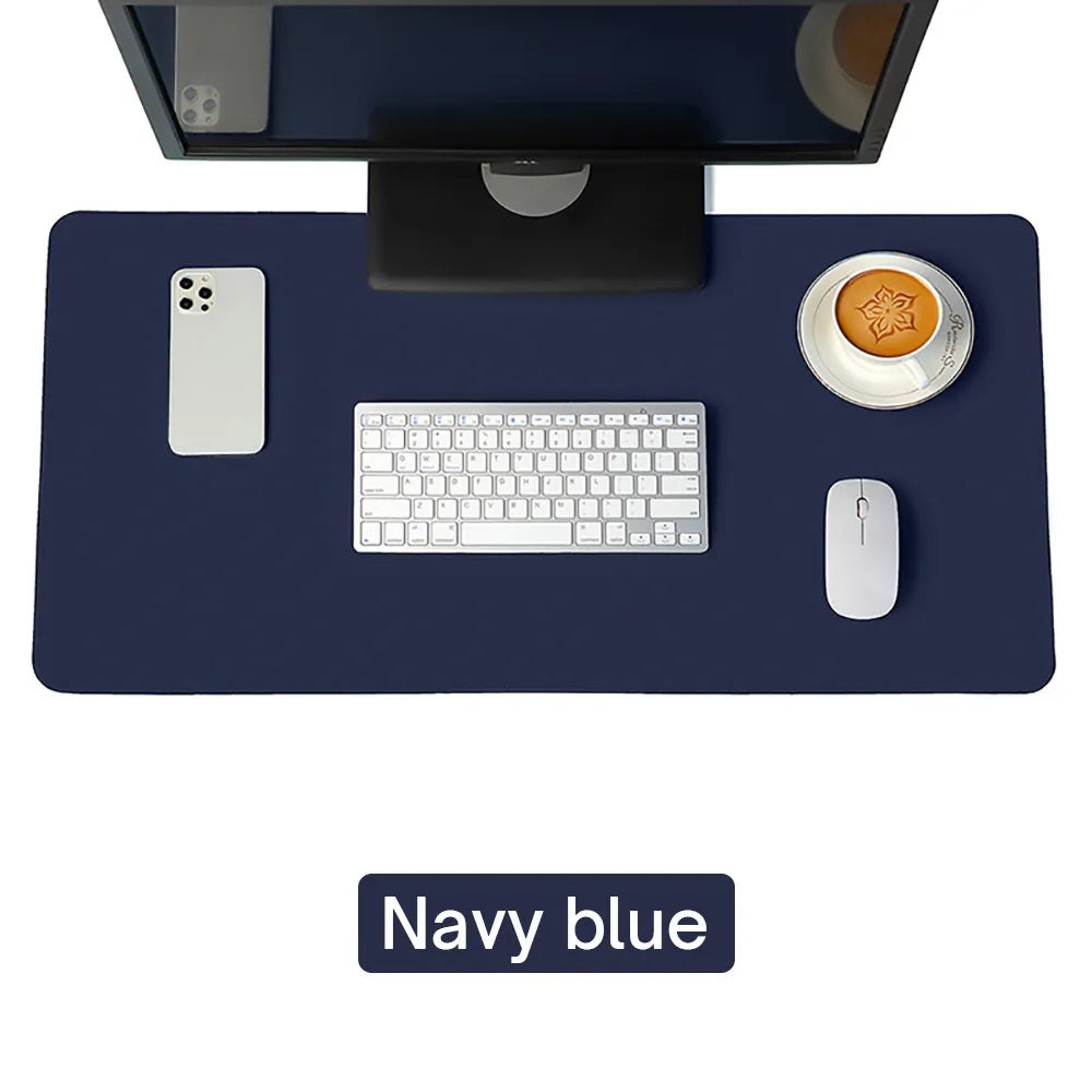 Navy Blue Leather Desk Protector