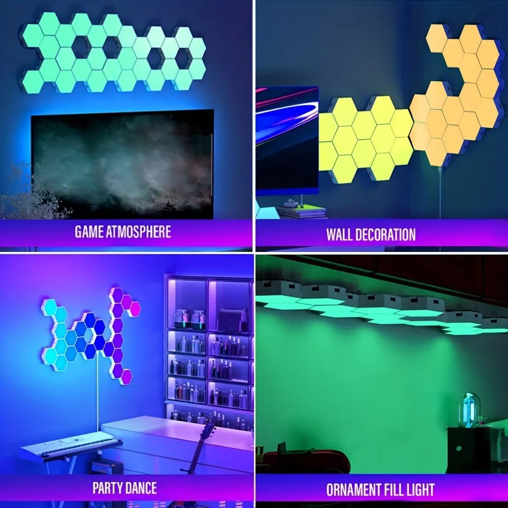 RGB Intelligent Hexagonal Wall Lamp (DIY, App/Remote Control, Alexa/Google Voice Compatible)