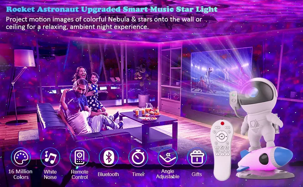 Rocket Remote Control Rocket Astronaut Galaxy Projector w/ Remote Control – YesBro