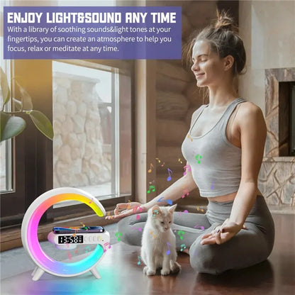 Multifunction Wireless Fast Charging Stand Speaker RGB Night Light Station