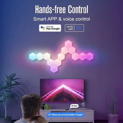 RGB Intelligent Hexagonal Wall Lamp (DIY, App/Remote Control, Alexa/Google Voice Compatible)