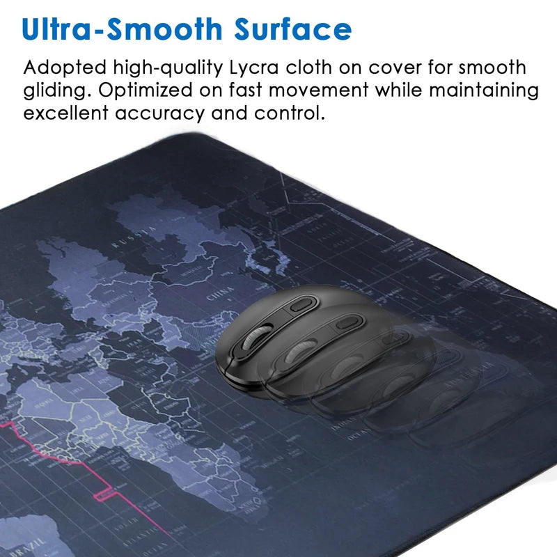 World Map XXL Mouse Pad - Anti-slip, Stitched Edge