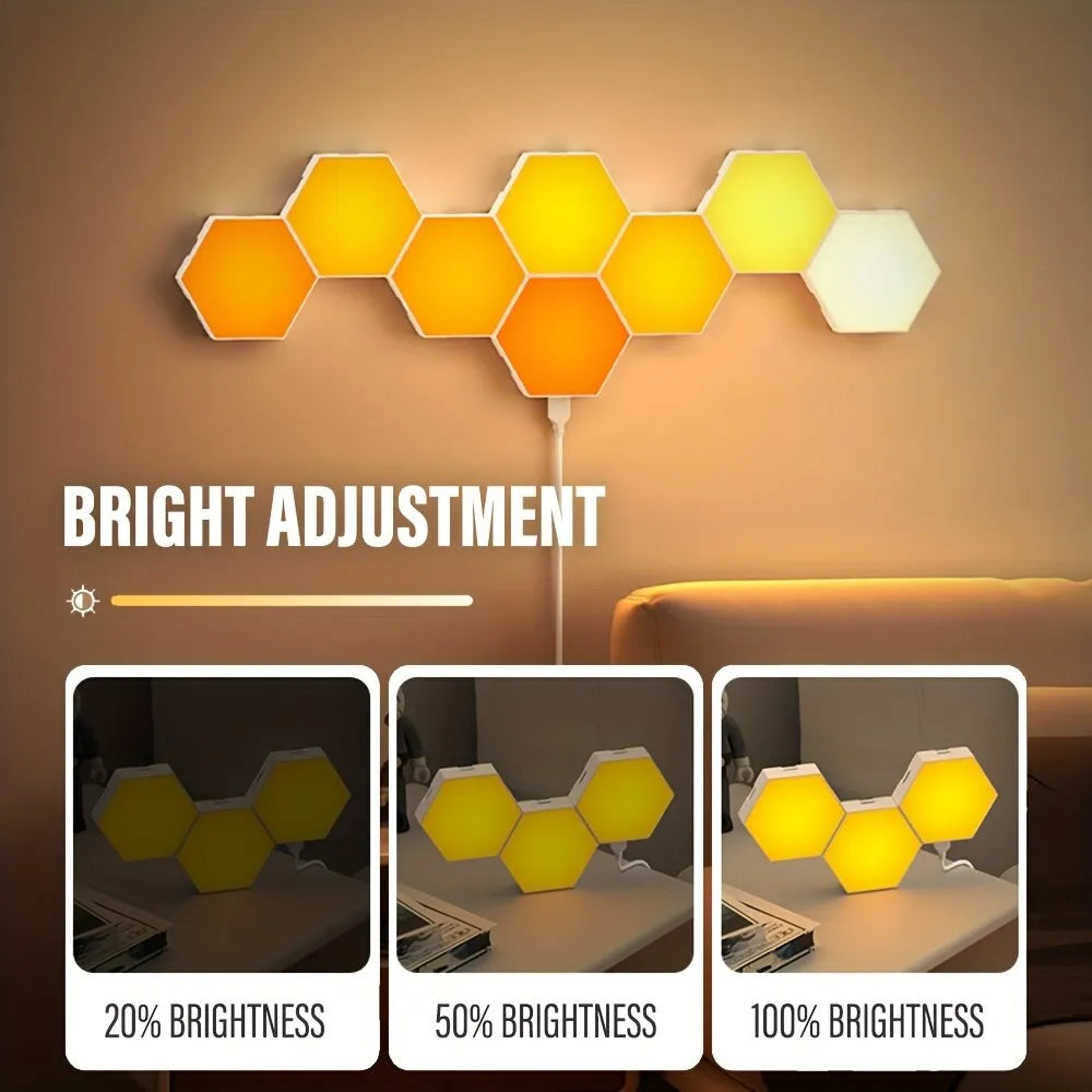 RGB Intelligent Hexagonal Wall Lamp (DIY, App/Remote Control, Alexa/Google Voice Compatible)