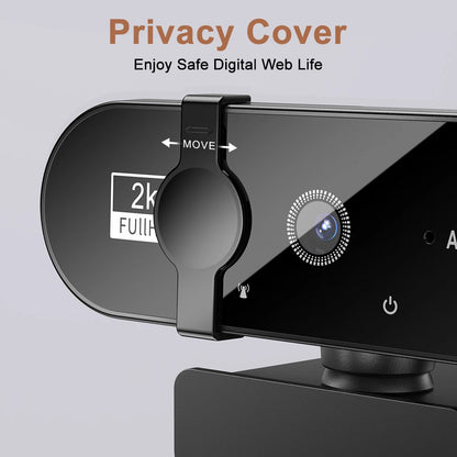 4K Clip-On Web Camera (30 FPS, Privacy Cover, Built in Microphone w/ Noise Cancellation, Autofocus, Tripod)