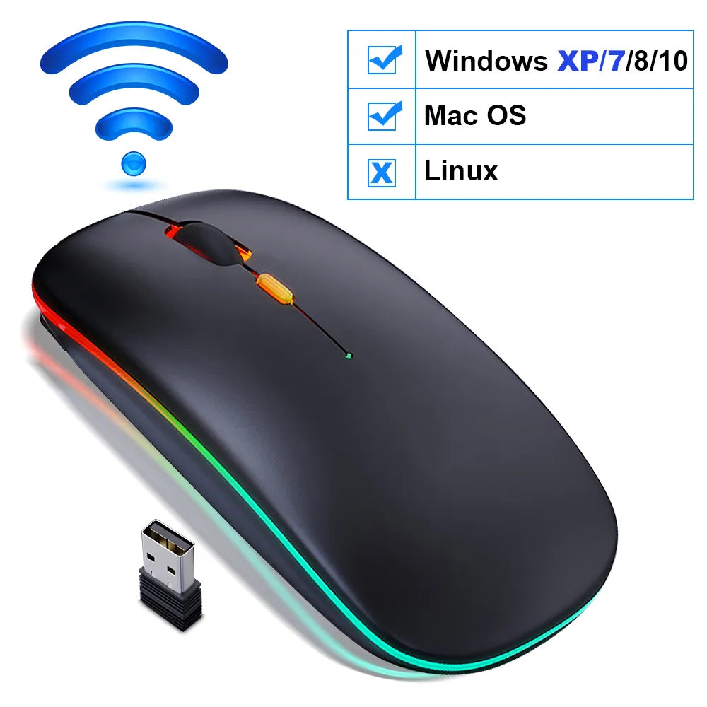 Silence - Wireless Mouse Bluetooth RGB Rechargeable Mouse Wireless Computer Silent Mouse LED Backlit Ergonomic Gaming/Luxury Mouse For Laptop/PC