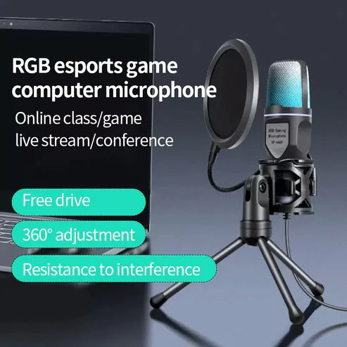 USB Condenser RGB Gaming Microphone